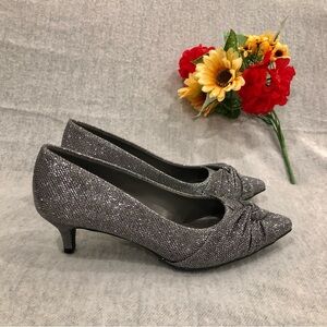 NWT - Sparkly Silver Heels with Adorned Front Vamps
